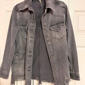 Free People Charcoal Denim Jacket